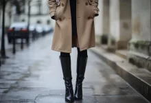 چگونه با بوت بلند زنانه میتوان استایل کرد؟ 47 polished look with trench coat kneehigh boots 1079150 230693